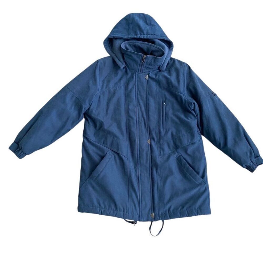 Mackintosh New England Women’s Navy Blue Heavy Weight Coat Mock Neck Size Medium